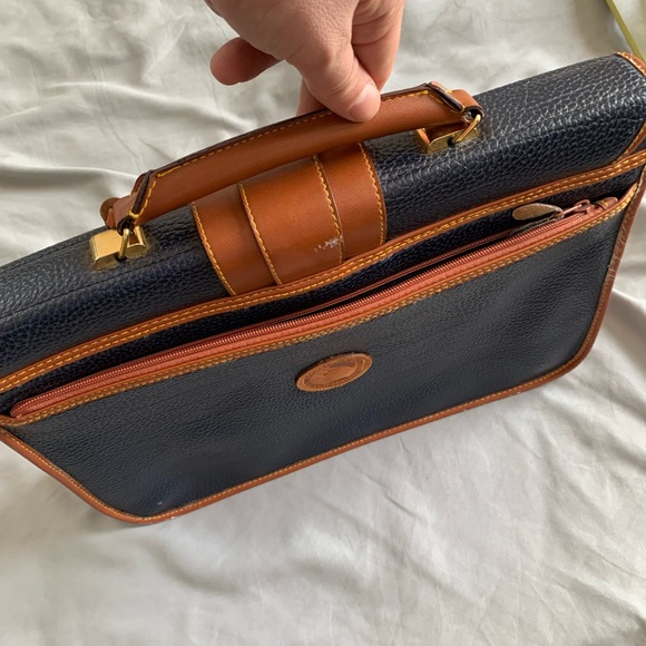 Dooney & Bourke Navy and Tan Leather Briefcase - Picture 9 of 15